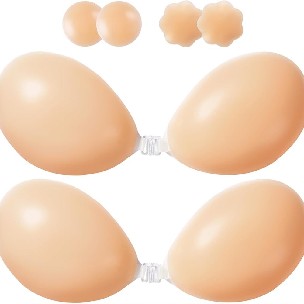 Nude Adhesive Silicone Stick On Bra Strapless Backless Size B New
